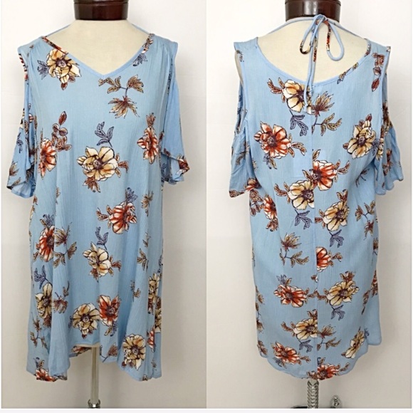 πSALE Boho Floral Cold Shoulder Tunic Dress SML - Picture 6 of 7